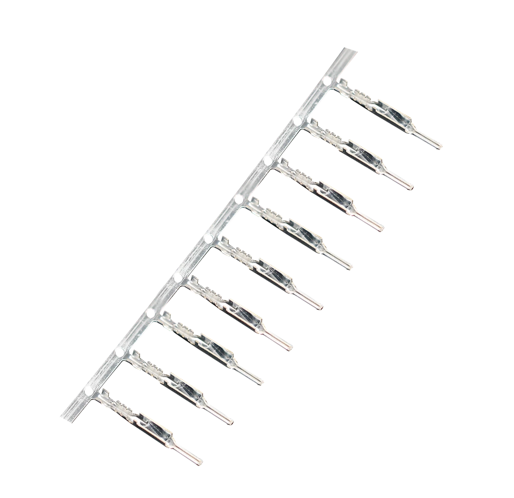 DJ612 series crimp terminals on a carrier strip
