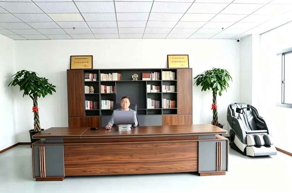 Our founder, in our office at the plant in Yueqing, Wenzhou